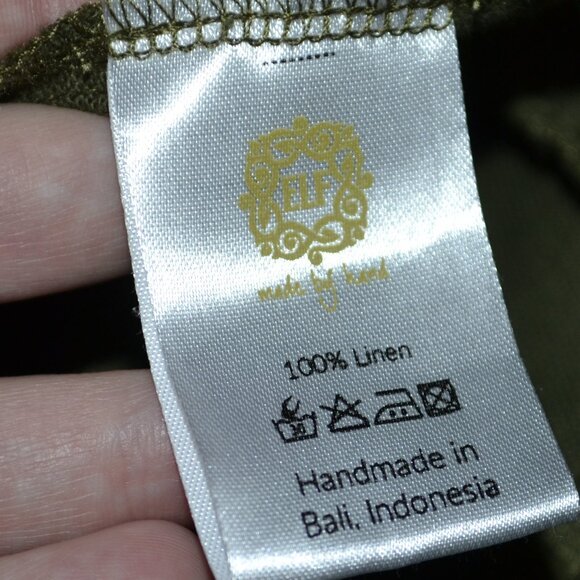 Bali Elf Made By Hand Olive Green 100% Linen Arden Vest Trench - Picture 3 of 10